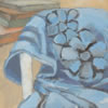 Blue blanket and books,2003,37x60,acrylic on board