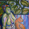 Woman with red cat, 2007, 40x60, acrylic on paper