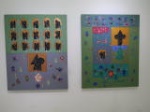 left: Transcendency 2019, acrylic, twine on canvas,120x100cm
